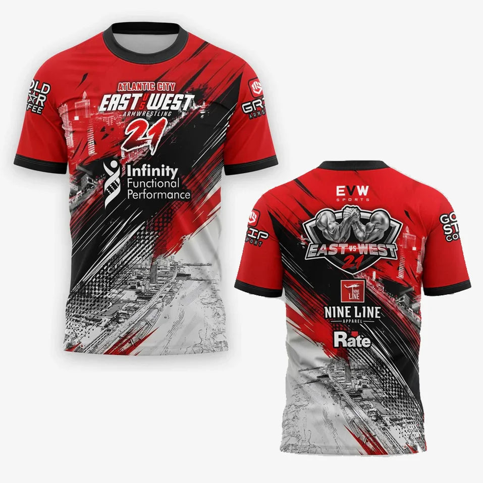 2026 The East vs West Series 23 Armwrestling T-Shirt Fans Breathable Sports Jersey Men's Breathable Quick Dry Fitness Gym Tees