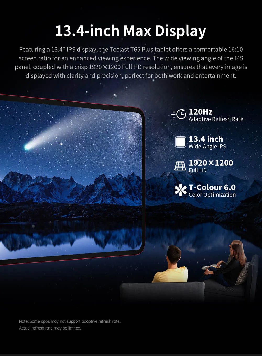 Teclast T65 Plus Android 15 Tablet 13.4" 120Hz IPS 20GB RAM(8GB+12GB) 256GB ROM 10000mAh Dual 4G TLE GPS 13MP AI Camera T65Plus