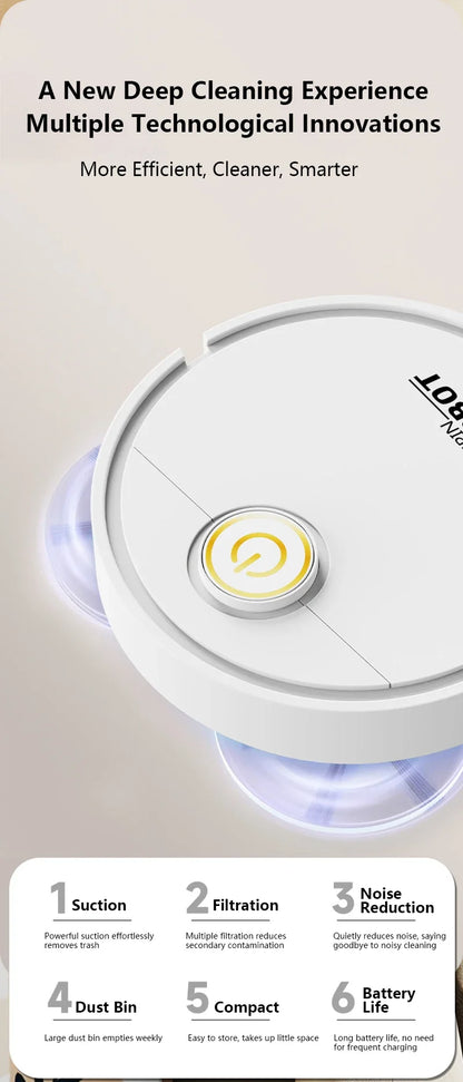 Smart Sweeping Robot Sweeping Suction Mopping 3-in-1 USB Rechargeable Vacuum Home Appliance For Floors Countertops Pet Hair