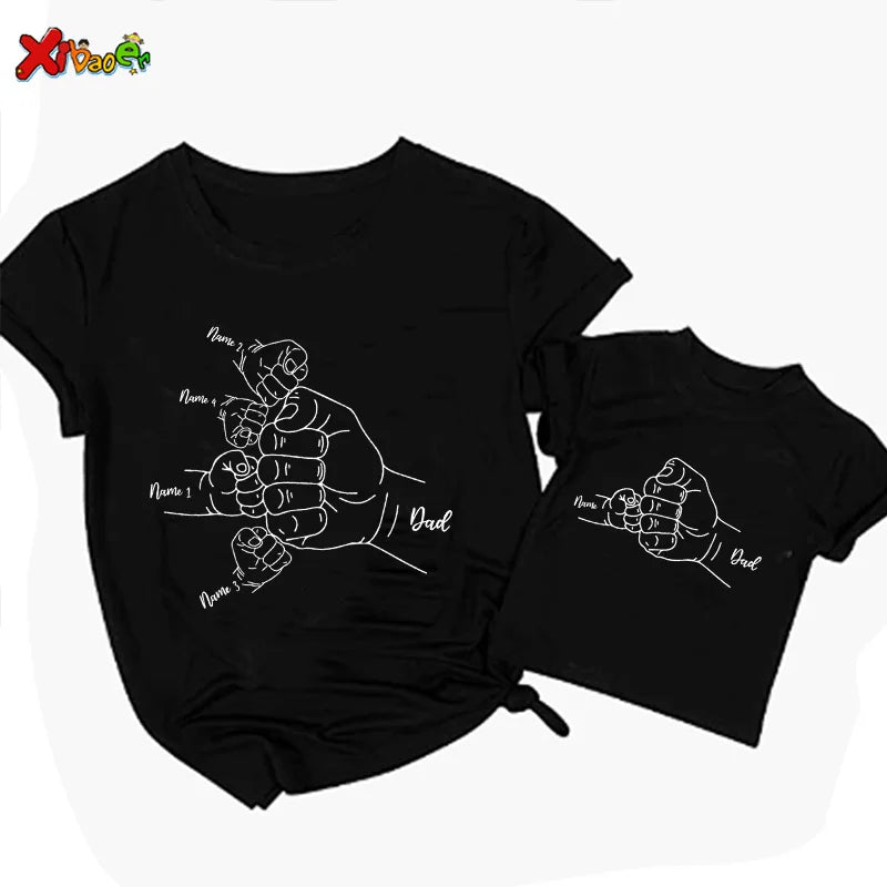 Fathers Day Shirt Personalized Papa T Shirt Daddy's Team Shirts Custom Kids Name Daddy Shirt Family Matching Outfits Father Day