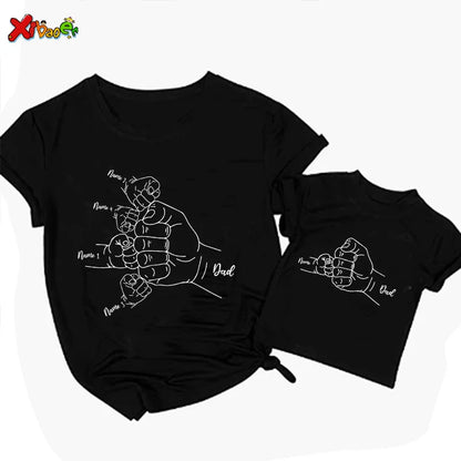 Fathers Day Shirt Personalized Papa T Shirt Daddy's Team Shirts Custom Kids Name Daddy Shirt Family Matching Outfits Father Day