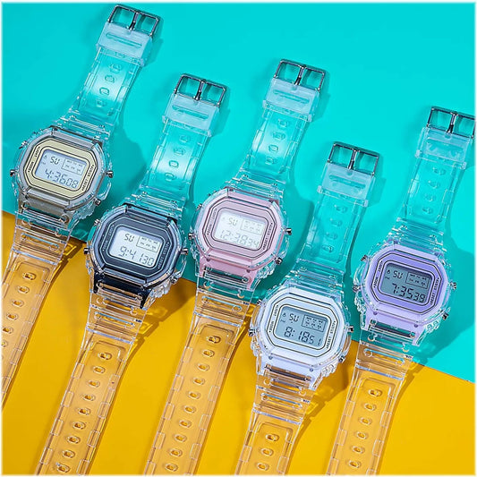 Fashion Men Women Watches Transparent Digital Sport Lover'S Gift Children Kid'S Wristwatch Female Clock Specification