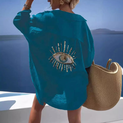Women's Swimming Suit 2026 Beach Wear Dress Bathing Cover Ups Tunic Swimsuit Flip Collar Casual Fashion Shirt Polyester Spandex