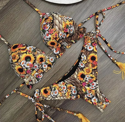 Women's Printed Bikini Beach Holiday Trio
