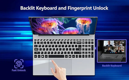 15.6 Inch 4K HD Gaming Laptop Intel Core i9 9900 Win11 16GB RAM 1TB SSD Ultra Slim Portable Office Business Notebook Computer