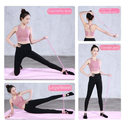 6-Tube Resistance Bands Set with Foam TPE Yoga Pedal Puller Sport At Home Shoulder Opening 8-Line Tension Rope Fitness Equipment