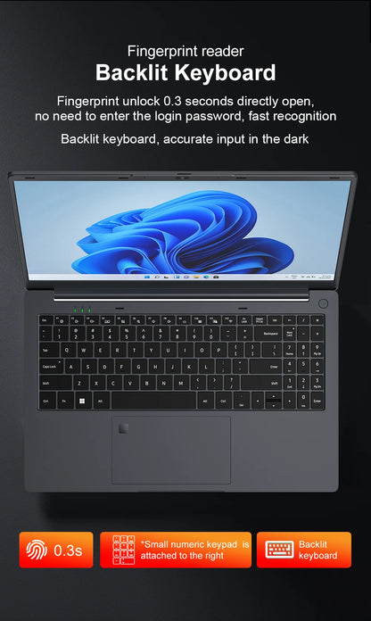 Ninkear A15 Air Laptop AMD Ryzen™ 3 3200U 16GB DDR4+512GB SSD 15.6 Inch FHD IPS Screen 180° Opening and Closing Office Notebook
