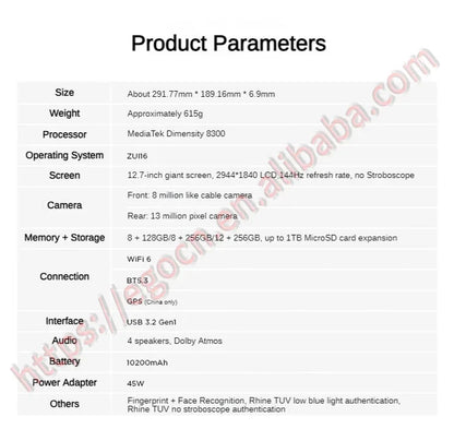 New Lenovo Xiaoxin Pad Pro 12.7 2025 Tablet Dimensity 8300 2.9k Resolution 144Hz Refresh Rate WIFI 10200mAh WIFI