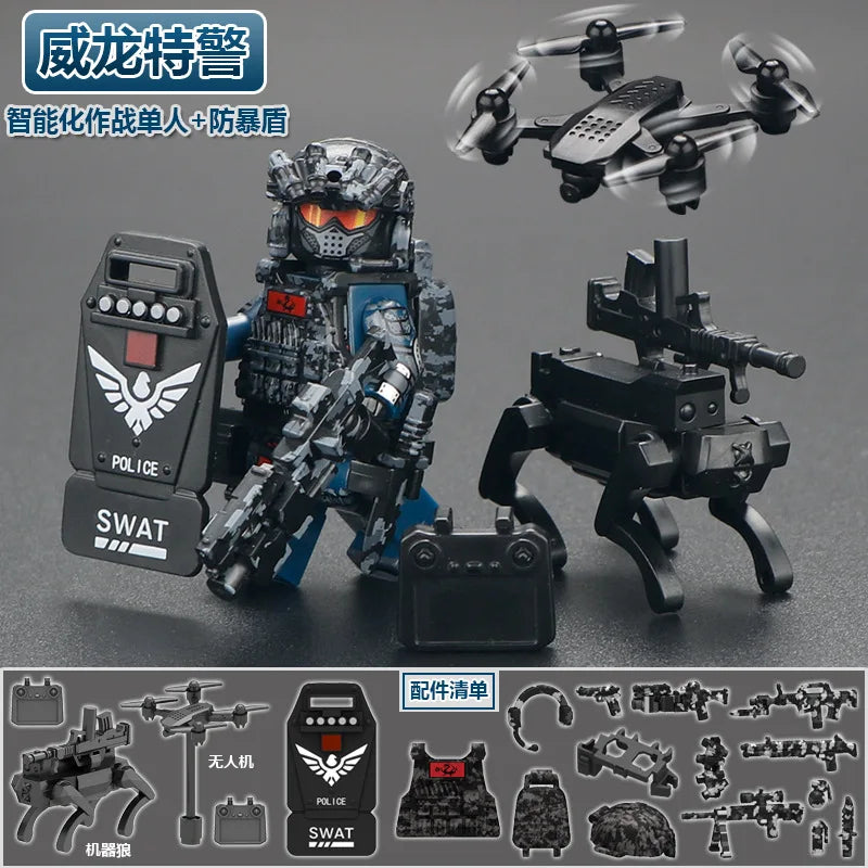 Soldiers, special forces, building blocks, weapons, handsome special police, Veyron Delta Operation, military toys, gifts.