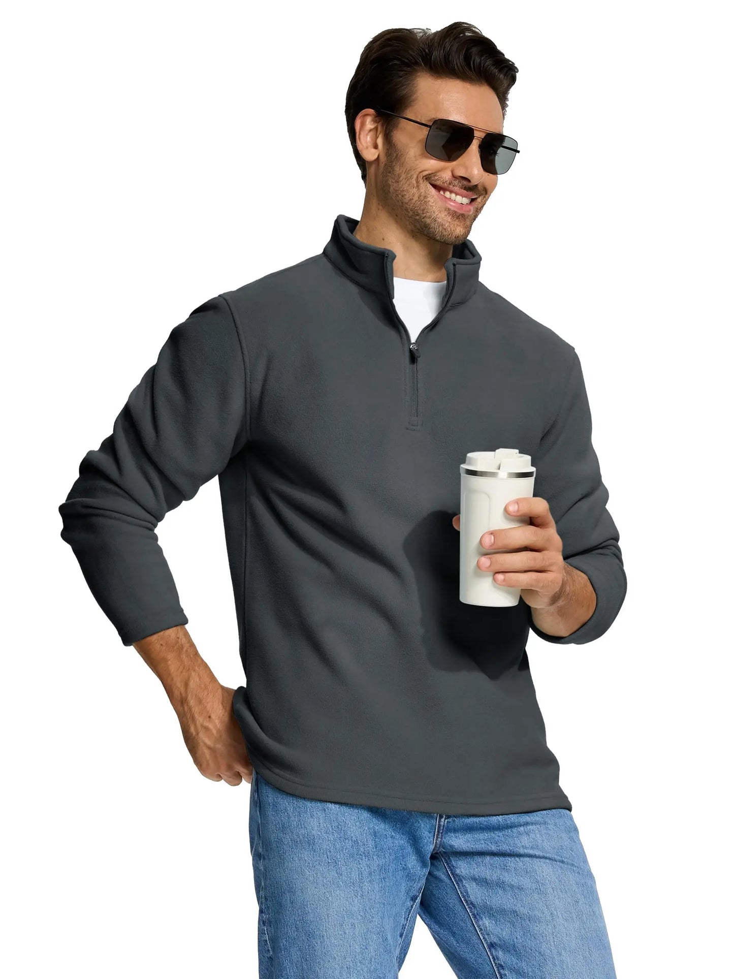 TACVASEN Quarter-Zip Pullover Tops Mens Turtleneck Fleece Sweatshirts Casual Warm Sweater Athletic Running Sports Hoodie Shirts