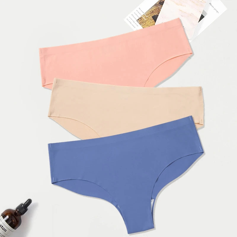 WarmSteps 3Pcs/Set Seamless Woman Panties Underwear Fitness Sports Women's Briefs Ice Silk Sexy Female Lingerie XXL Large Size