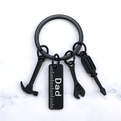 Chic Design Keychains for Dad Father's Day Gift Mini Zinc Alloy Hammer Screwdriver Wrench Tools Set Pendant for Keys Holder Ring