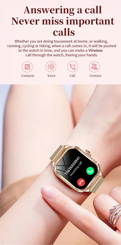 2026 Fashion Women Smart Watch Bluetooth Call Custom Watch Face Fitness Tracker IP68 Waterproof Smartwatch Woman for Android IOS
