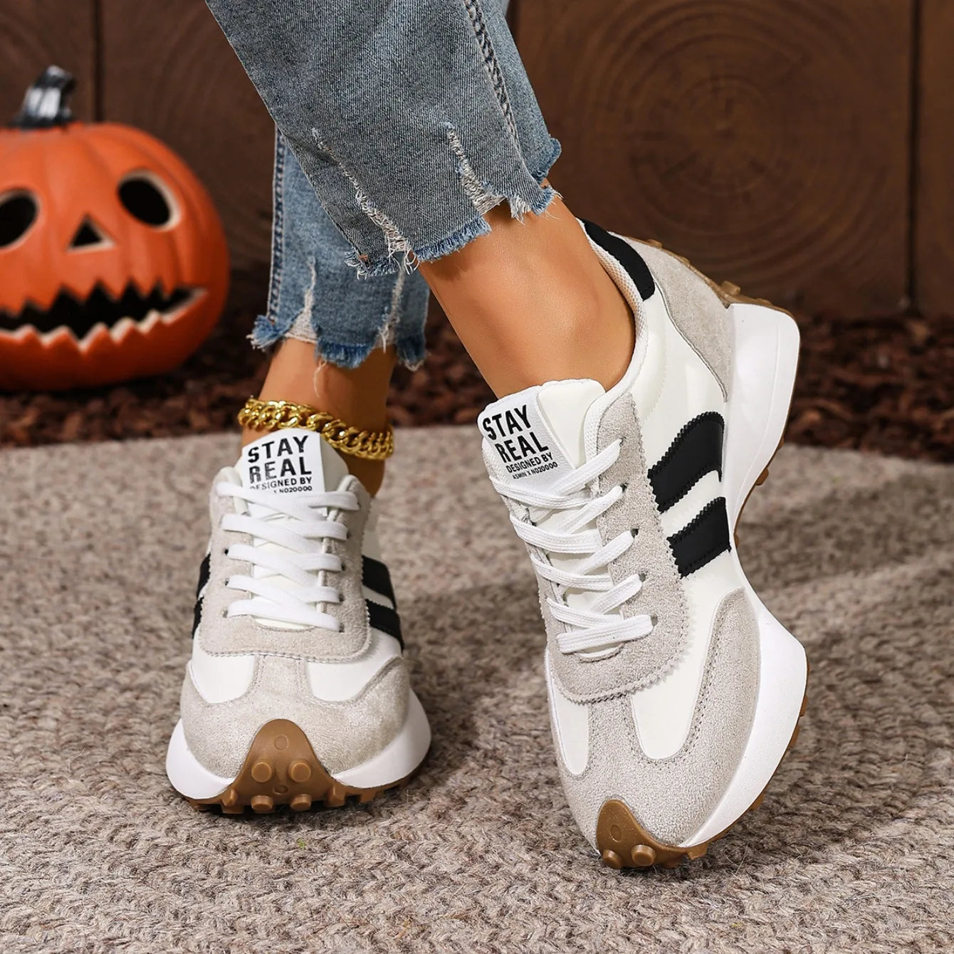 Women Sneakers Retro Spring Autumn Sneakers Women Casual Flat Bottom Round Toe Sports Shoes Fashionable Designer Shoes Women