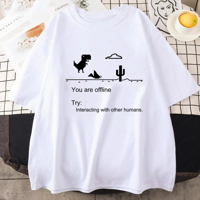 2025 Men's T-shirts Printed Dinosaur Cactus Funny Tops Summer Cotton T-shirt for Men Casual O-Neck Tee Shirts Streetwear Top