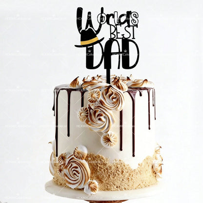 3pcs Happy Fathers Day Acrylic Cake Topper Set Best Dad Ever Cake Decor for Fathers Day Birthday Party Supplies