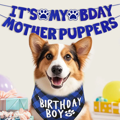 It's My Bday Motherpuppers, Funny Dog Birthday Banner, Paw Party Bunting Sign, Puppy Dog Pennant Decor