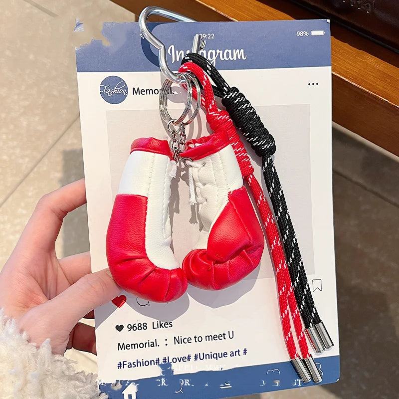 New Boxing Gloves Keychain Fitness Key Chain Sports Backpack Pendant Yoga foam Axis Keychain Bag Charm Fitness Gift