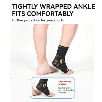 1Pcs Copper Ion Ankle Brace Adjustable Knitted Ankle Brace Compression Strap Fitness Cycling Running Copper Fiber Ankle Brace