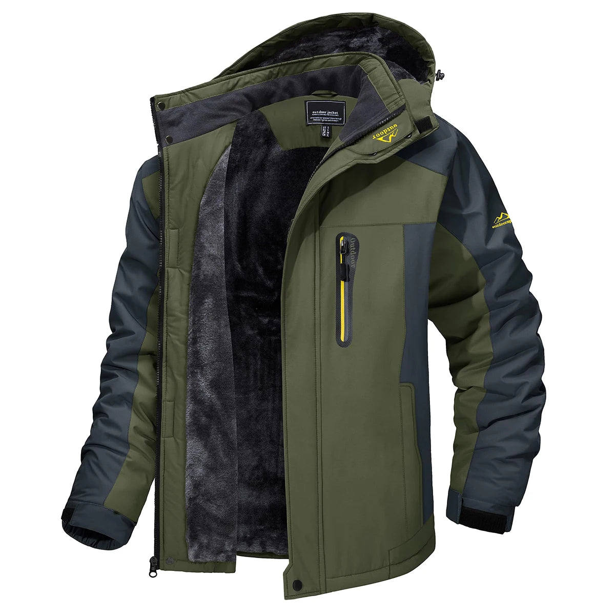 TACVASEN Men's Waterproof Ski Jacket Fleece Lining Warmth Parka Winter Snow Working Outdoors Hooded Coat Rain Shell Windbreaker