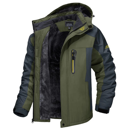 TACVASEN Men's Waterproof Ski Jacket Fleece Lining Warmth Parka Winter Snow Working Outdoors Hooded Coat Rain Shell Windbreaker