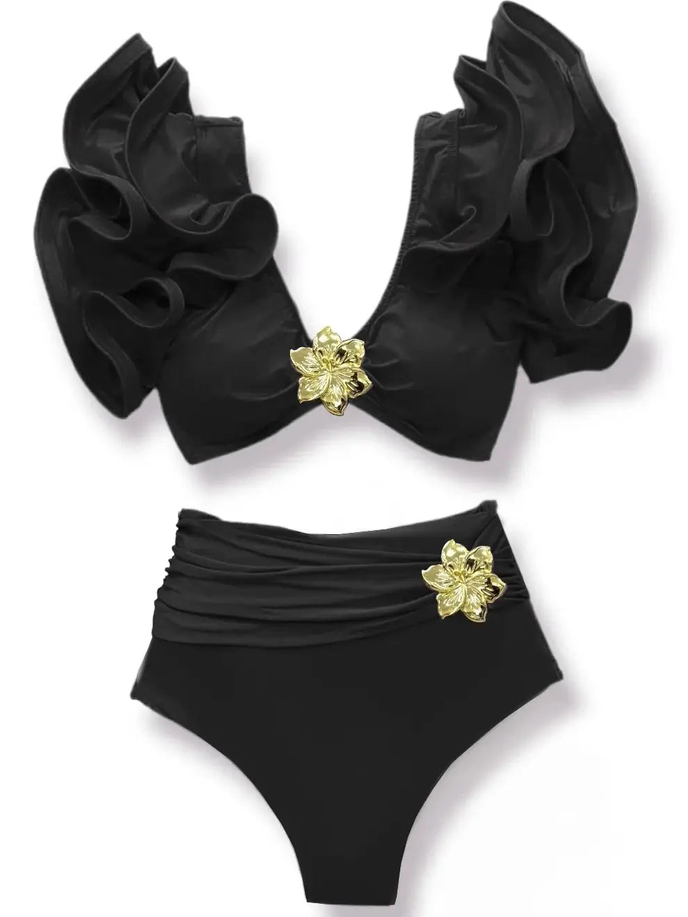 New Sexy Brazilian Bikini Set Ruffle Swimwear Women Push Up Swimsuit High Waist Print Floral Bathing Suit Biquini Female
