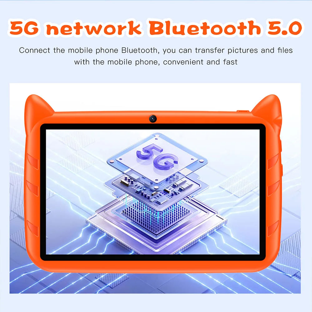 New 7 Inch 5G WiFi Tablet Quad Core 4GB RAM 64GB ROM Kids Learning Education Android Tablets Dual Cameras Google 4000mAh