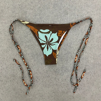 Floral retro pattern beach casual style spice bikini 2026 spring and summer new personality fashion girl sexy two-piece suit