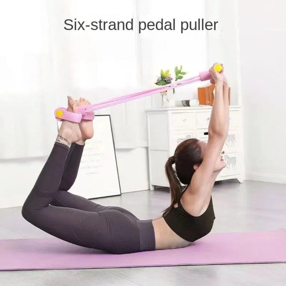 6-Tube Resistance Bands Set with Foam TPE Yoga Pedal Puller Sport At Home Shoulder Opening 8-Line Tension Rope Fitness Equipment
