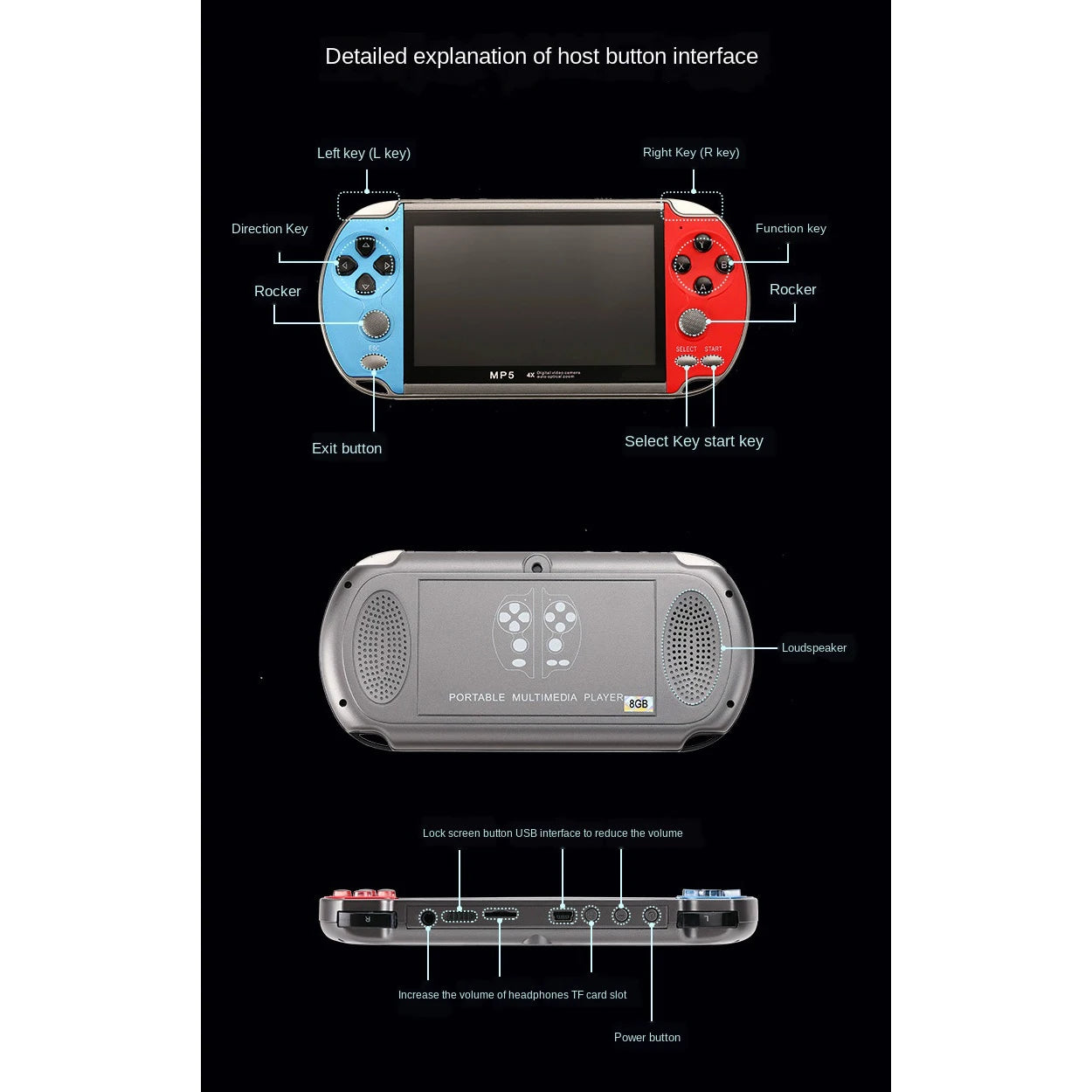 Portable Mini Retro Arcade Handheld Console