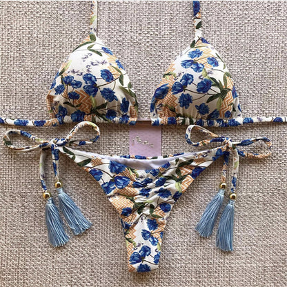 Women's Printed Bikini Beach Holiday Trio