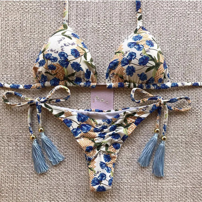 Women's Printed Bikini Beach Holiday Trio