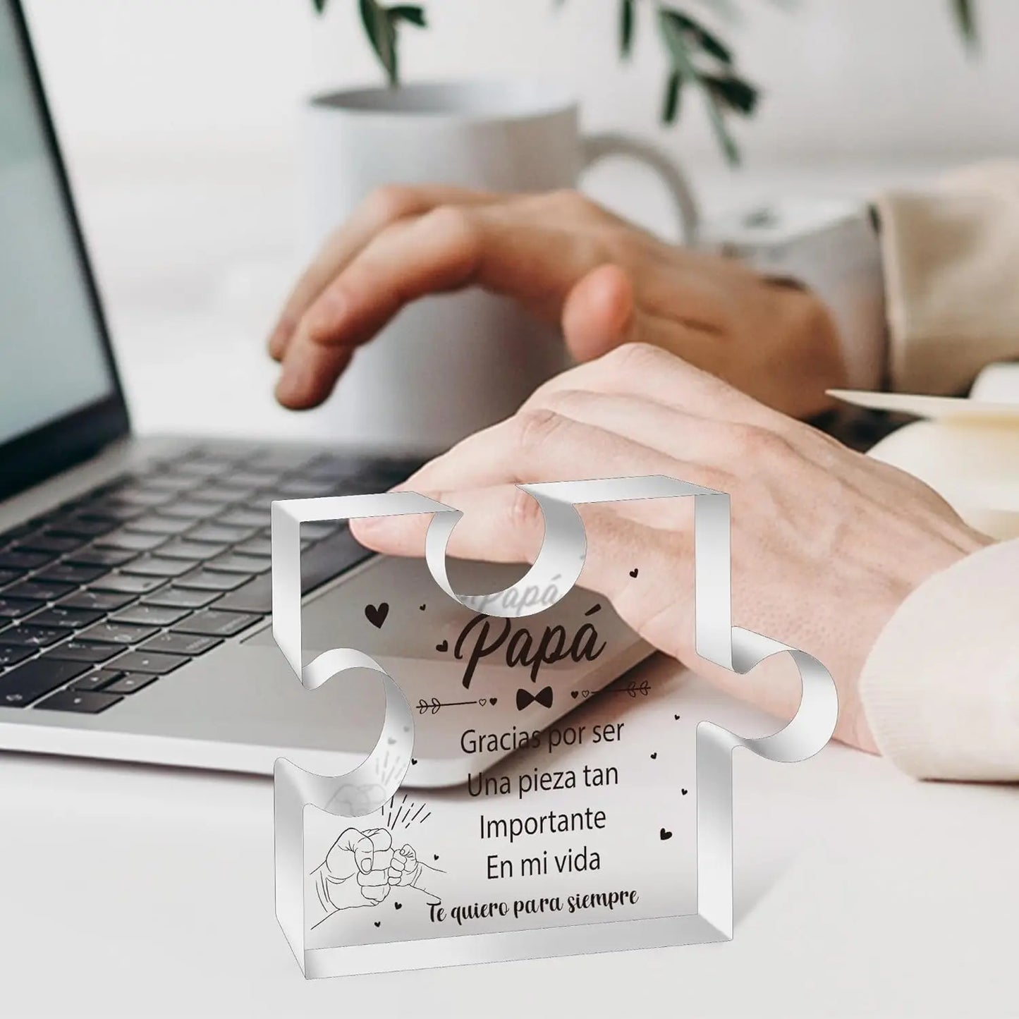 Dad Birthday Gifts - Regalos para Papá Puzzle Acrylic Plaque for Office Desk Decor Keepsake Paperweights Gifts for Dad i