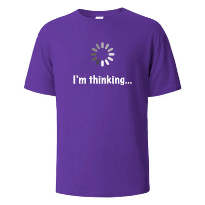 I‘m Thinking Funny Print T-Shirt Summer Tees For Men Women 100% Cotton O-neck Oversize Casual Short sleeved Streetwear Basic Top