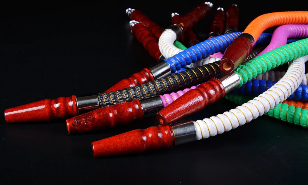 1M Leather Shisha Pipe Hookah Hose Wood Mouth Tip Shisha Pipe Hookah Hose Sheesha Narguile Chicha Water Pipes Shisha Hookah Hose