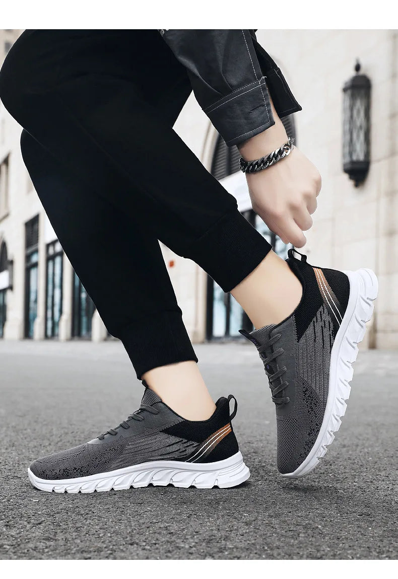 Sneakers new men's shoes trend foreign trade flying woven lace-up running shoes breathable Korean version of tide shoes