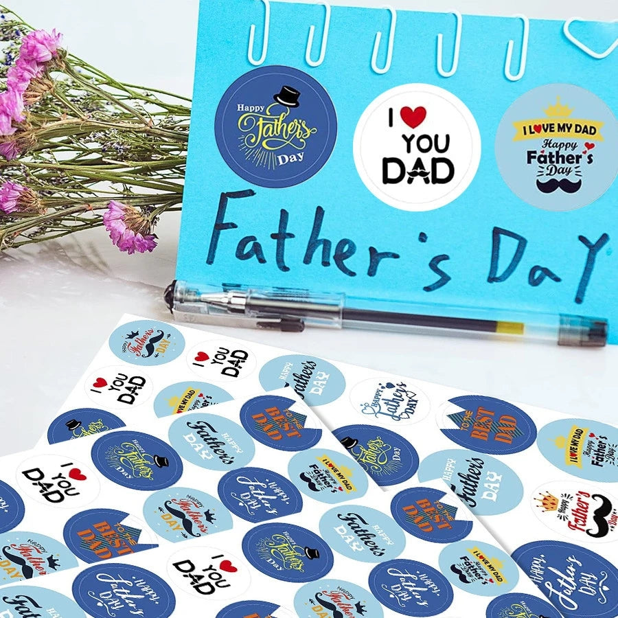 32/64/80Pcs Fathers Day Stickers Fathers Day Decorate Labels Card Envelope Seals Party Favor Gift Box ,Cookies Wrapping Decor