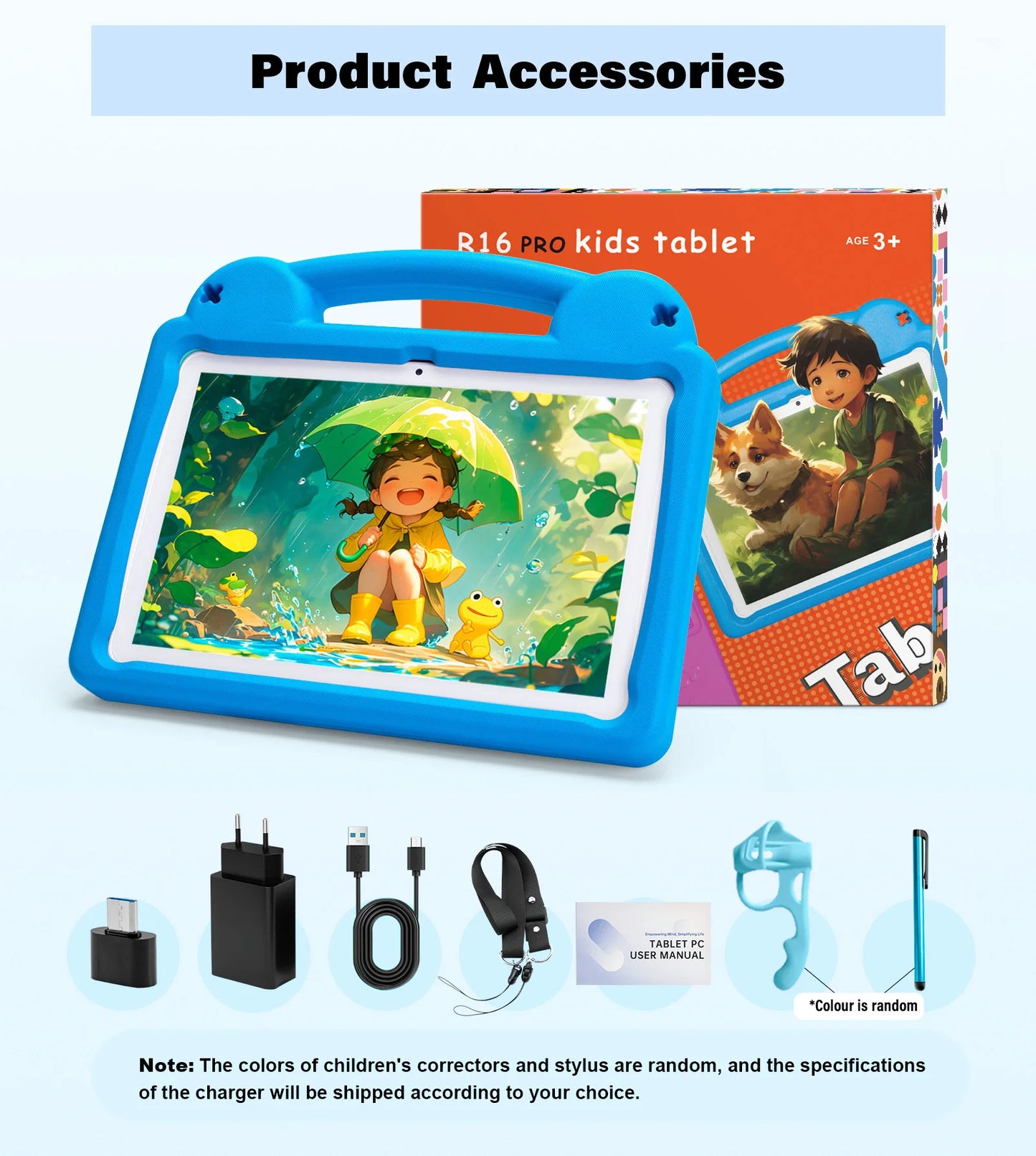 ANRY R16Pro Kids Tablet 10 Inch Android 15 Tablet 8GB(3+5GB) 64GB ROM Dual Camera Learning Education Tablet PC Gift for Children