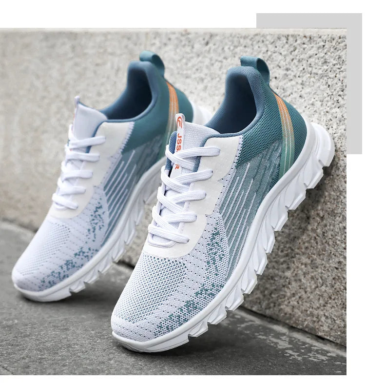 Sneakers new men's shoes trend foreign trade flying woven lace-up running shoes breathable Korean version of tide shoes