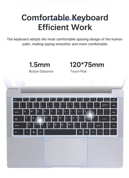 Xiaman 2026 Laptop Computer Windows 11 Intel Atom A3950 Notebook PC 12GB RAM 512GB 1TB 2TB SSD 1080P Office Study Computer PC