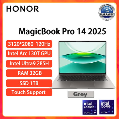 HONOR MagicBook Pro 14 Laptop Intel Core Ultra 5 225H 32GB 1TB 14.6" Inch 3.1K 120Hz Gamer Computer PC Notebook Ultrabook
