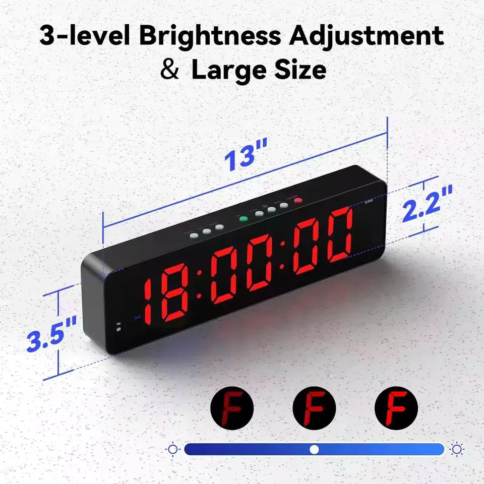 Gym Timer with Remote 11''x 3.5''Ultra-Clear Interval Timer with LED Countdown/Up Wall Clock Power Fitness Timer Stopwatch