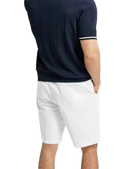 CH Men's Knitted Polo Shirt Half Zipper Lapel Short Sleeve Solid Color Casual Business Summer Breathable Top Tee