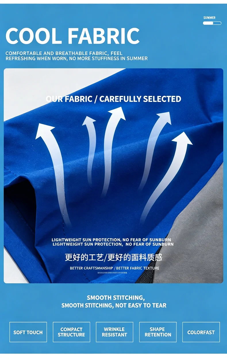 New men's smart cooling workwear with built-in fans, 360° circulating airflow, lightweight and breathable, suitable for hiking,