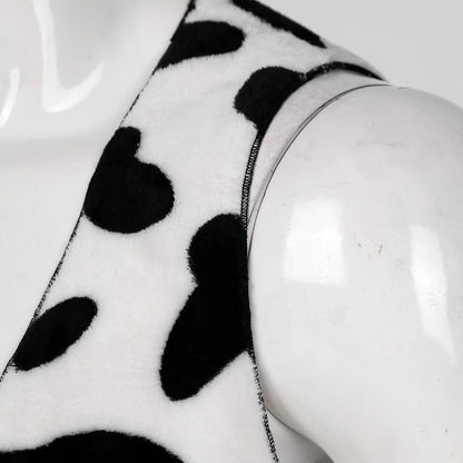 Men's Cow Print Vest Halloween Festival Cosplay Party Fancy Dress Up Sleeveless Open Front Waistcoat Vintage Hippie Costume Vest