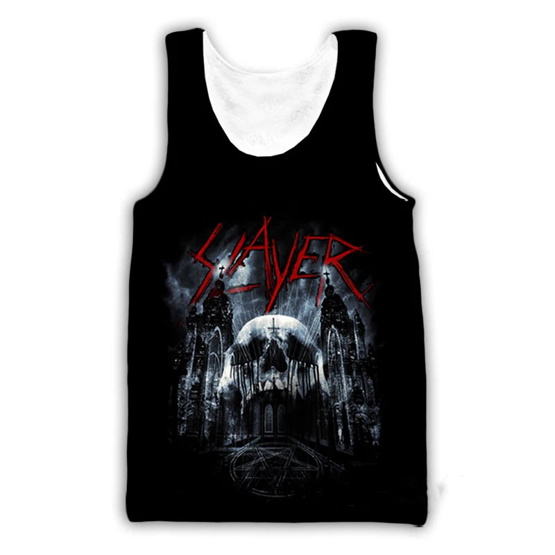 Slayer Rock Band 3D Print Tank Tops Men's Women Streetwear Hip Hop Oversized Fitness Gym Vest Sport Sleeveless Tops Men Clothing