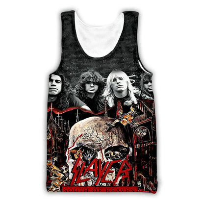 Slayer Rock Band 3D Print Tank Tops Men's Women Streetwear Hip Hop Oversized Fitness Gym Vest Sport Sleeveless Tops Men Clothing