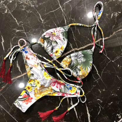 Women's Printed Bikini Beach Holiday Trio