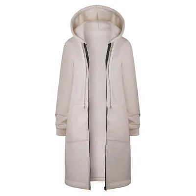 Solid Color Pocket Long Sweatshirt Coat