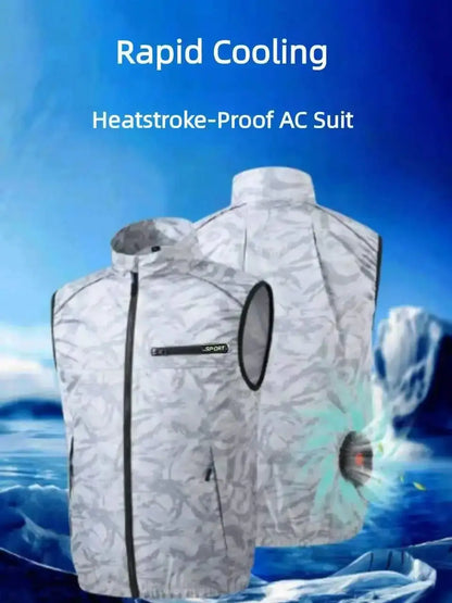 Cool summer smart cooling fan clothing, suitable for outdoor sports, fishing, high-temperature work, and convenient for nighttim